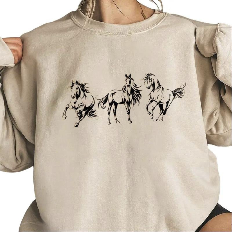 Horse Lover Sweatshirt, Gift Animal Lover T-shirt Country Girl Hoodie Unisex Farm Girl Cotton Womenswear | DripVista.com