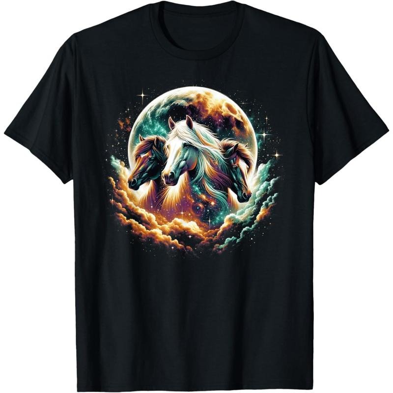 Horse Shirts For Women Teen Girls Horses Moon Graphic T-Shirt made in usa Hoodie, Sweatshirt | DripVista.com