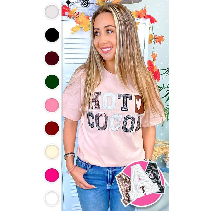 Hot Cocoa Sequin Graphic T-Shirt Hoodie, Sweatshirt | DripVista.com