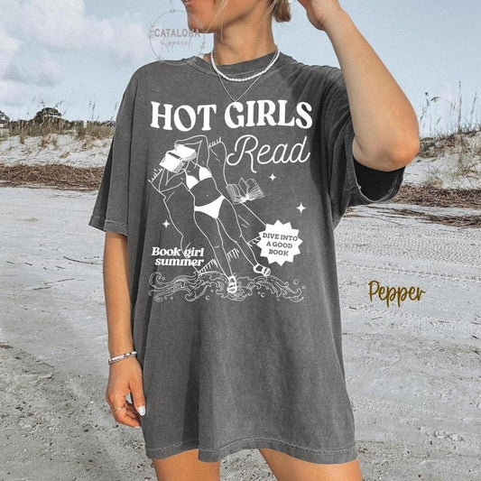 Hot Girls Read Books Shirt, Bookish T-Shirt, Funny Booktok Tee, Morally Grey, Enemies to Lover, Book Addict, Retro Smut Slut