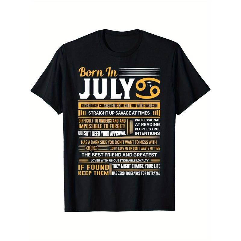 Hot Hot July Birthday Gifts - Born In July Cancer T-Shirt Comfortable Top Streetwear Fashion Casual Summer Tee Crew Neck Short Sleeve T-Shirt Made in USA