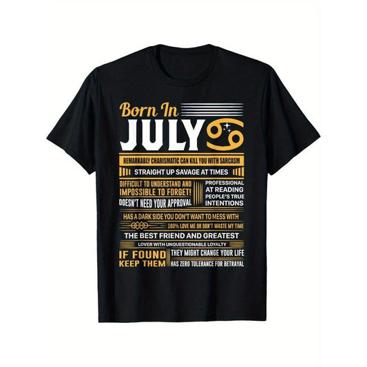 Hot Hot July Birthday Gifts - Born In July Cancer T-Shirt Comfortable Top Streetwear Fashion Casual Summer Tee Crew Neck Short Sleeve T-Shirt Made in USA