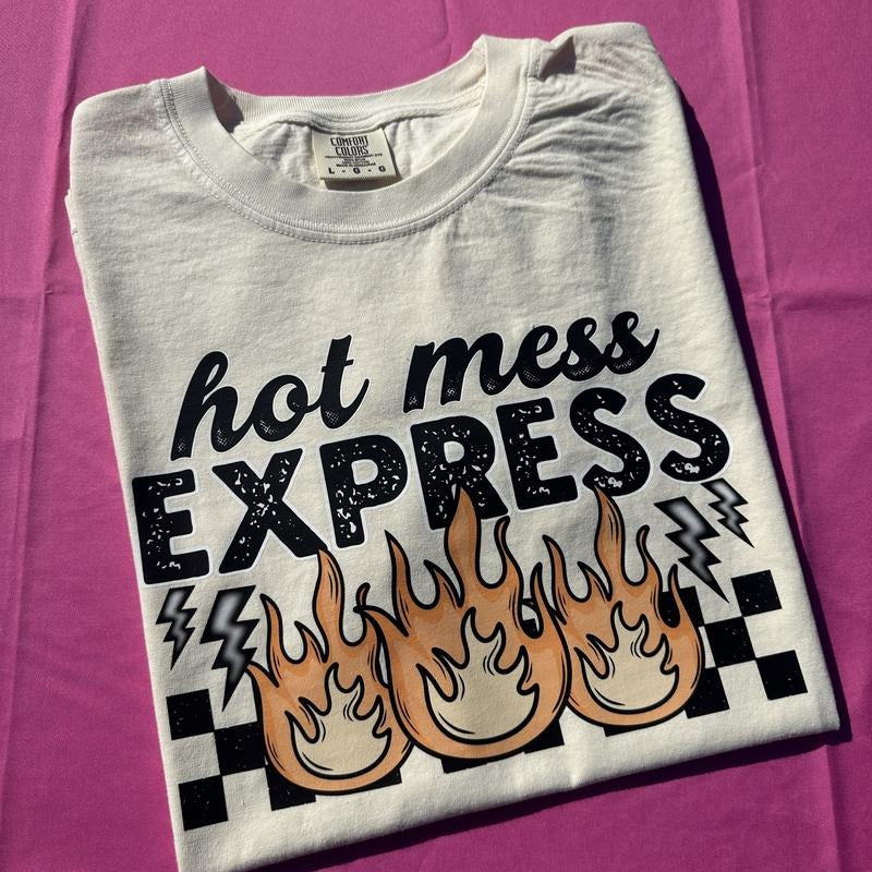 Hot Mess Express Comfort Colors T-Shirt Hoodie, Sweatshirt | DripVista.com