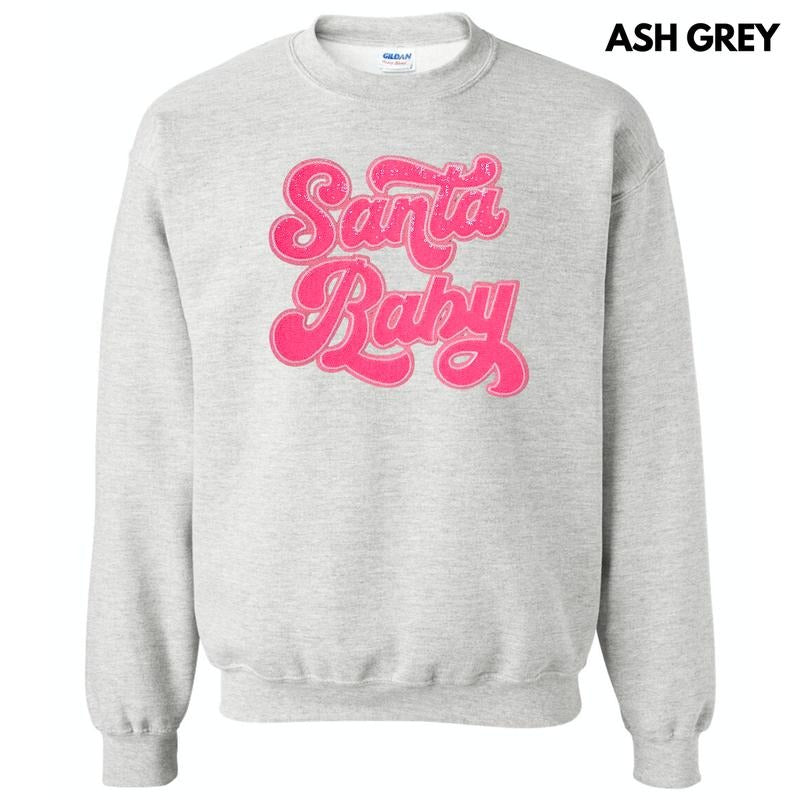Hot Pink Santa Baby Sequin Patch Sweatshirt