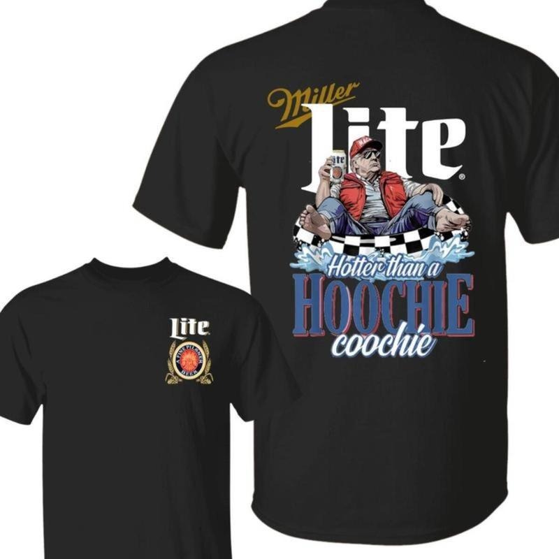 Hotter Than A Hoochie Trump Coochie with Miler Lite Beer, 4th of July Independence Day, TRum Miler Lite Shirt, Casual Cotton Menswear Top T-Shirt