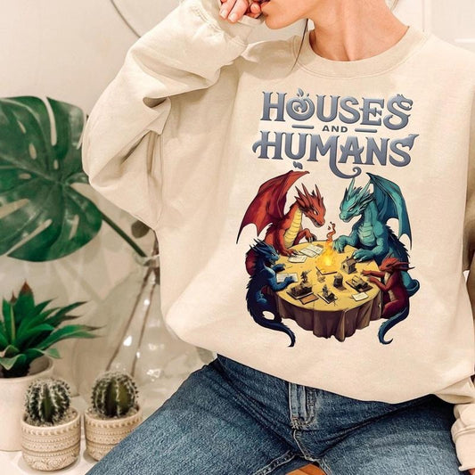 Houses And Humans D&D Shirt, Dungeons And Dragons Gift, Funny Dnd Shirts, Dnd Houses And Humans Parody, Vintage Retro 90S Dnd Tee