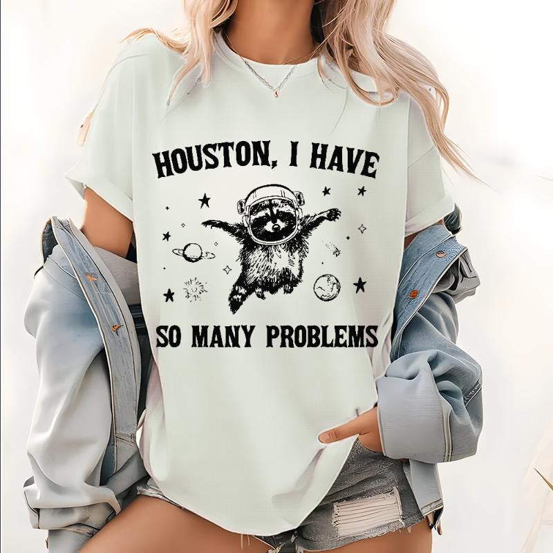 Houston Swoosh Have PlayStation brand Many Problems Lightsaber brand Shirt, Raccoon Pattern Tops, Raccoon Red plumber brand Space Shirt, Retro 90s Graphic Tee, Funny Galaxy Print Shirt style 02