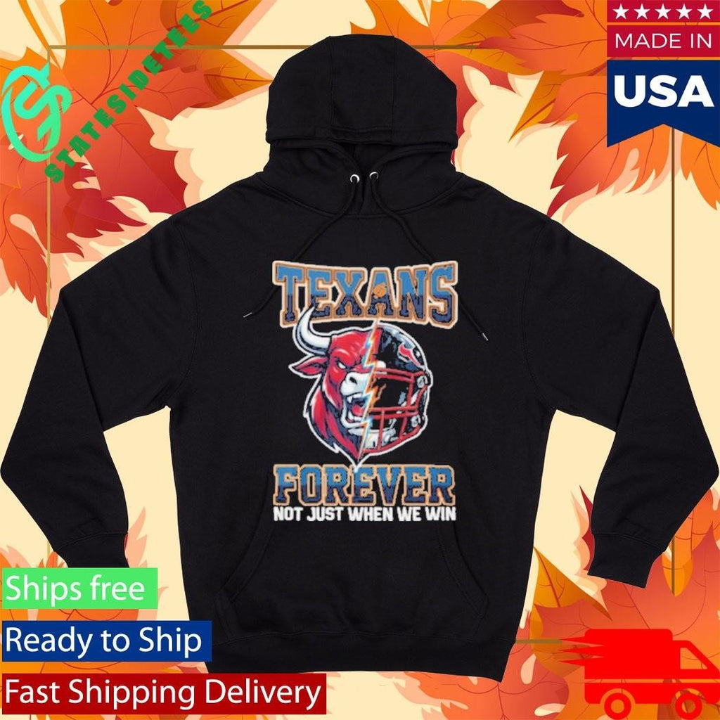 Houston Texans Forever Not Just When We Win Bull Mascot Split Helmet Shirt