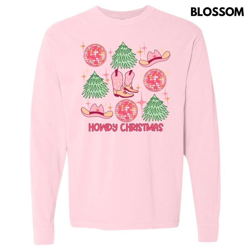 Howdy Christmas Collage Long Sleeve Comfort Colors T-Shirt 'NLB' Hoodie, Sweatshirt | DripVista.com