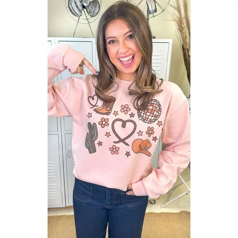 Howdy Heart Cowboy Graphic Sweatshirt T-Shirts, Hoodie | DripVista.com