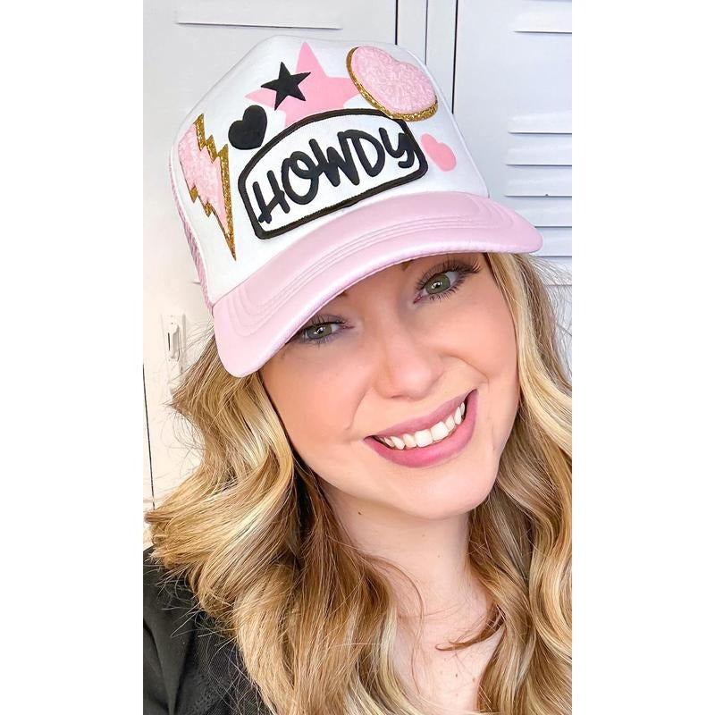 Howdy Patch Trucker Hat - Cute Western Vibes #HowdyHat #TruckerStyle #PinkGlow T-Shirts, Hoodie, Sweatshirt | DripVista.com