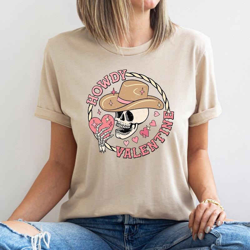 Howdy Valentine, Skeleton Cowboy, Western, Country, Super Soft Tshirt, Valentine's Day Hoodie, Sweatshirt | DripVista.com
