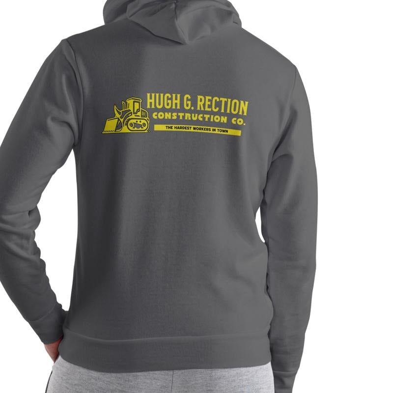 Hugh G Rection Construction Company HOODIE, The Hardest Workers in Town funny Hoodie Unisex Cotton blend