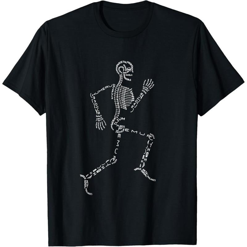 Human Skeleton Running Bone Names Anatomy Labels for Geeks T-Shirt made in usa Hoodie, Sweatshirt | DripVista.com