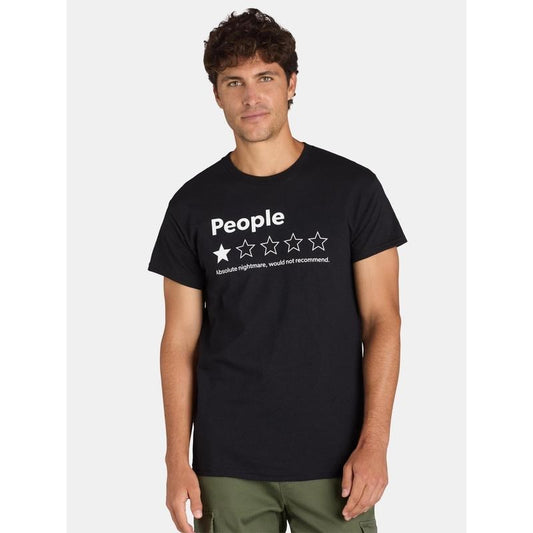 Humor Men's and Big Men's People Rating 1 Star Graphic Tee with Short Sleeves, Sizes S-3XL Made in USA