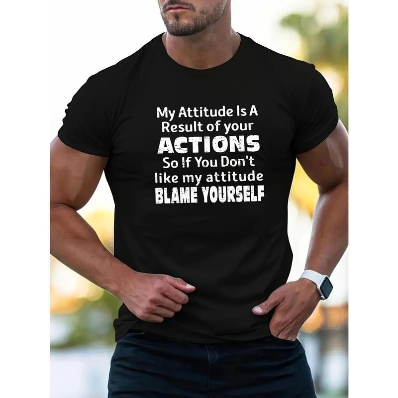 Humorous printed men's heavy cotton round neck short sleeve T-shirt, casual T-shirt, fashion comfortable breathable light summer top Made in USA