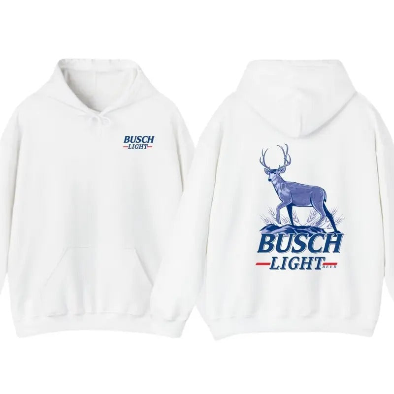 Hunting Buck Busch Light 2-Sided Hoodie, Men's Busch Light Beer Graphic Printed Hoodies, Deer Hunter Tops, Hunt...