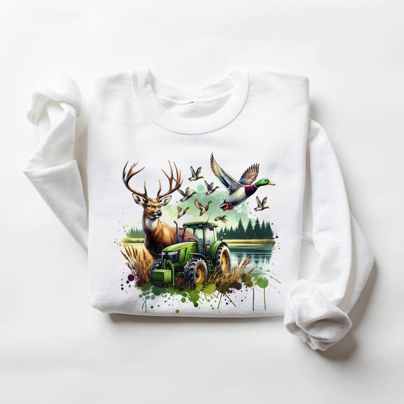 Hunting Farming Fishing Deer T-Shirt Sweatshirt Unisex Hoodie Hunting Season 2025 tee Cotton Womenswear | DripVista.com