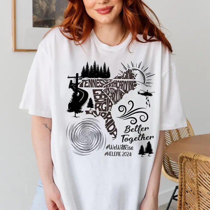 Hurricane Helene Appalachia Strong Graphic T-Shirt, Strong Than The Storm T-Shirt, Hurricane Helene Strong Tee, North Carolina Strong, Gift For Her, Gift For Him