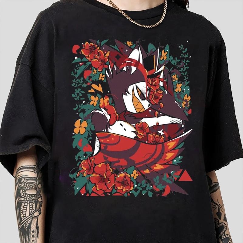 Husk FLower T-Shirt, Hazbin Hotel Characters, Hazbin Hotel T-Shirt, Hazbin Hotel Cartoon , Birthday Gift for fan, Helluva Boss