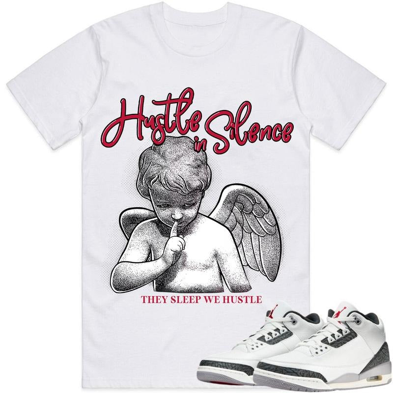 Hustle In Silence Unisex T-shirt, 3 Cement Grey Unisex Shirt, Shirt To Match Sneaker, Rap Tee Match Sneaker Cotton Hoodie...