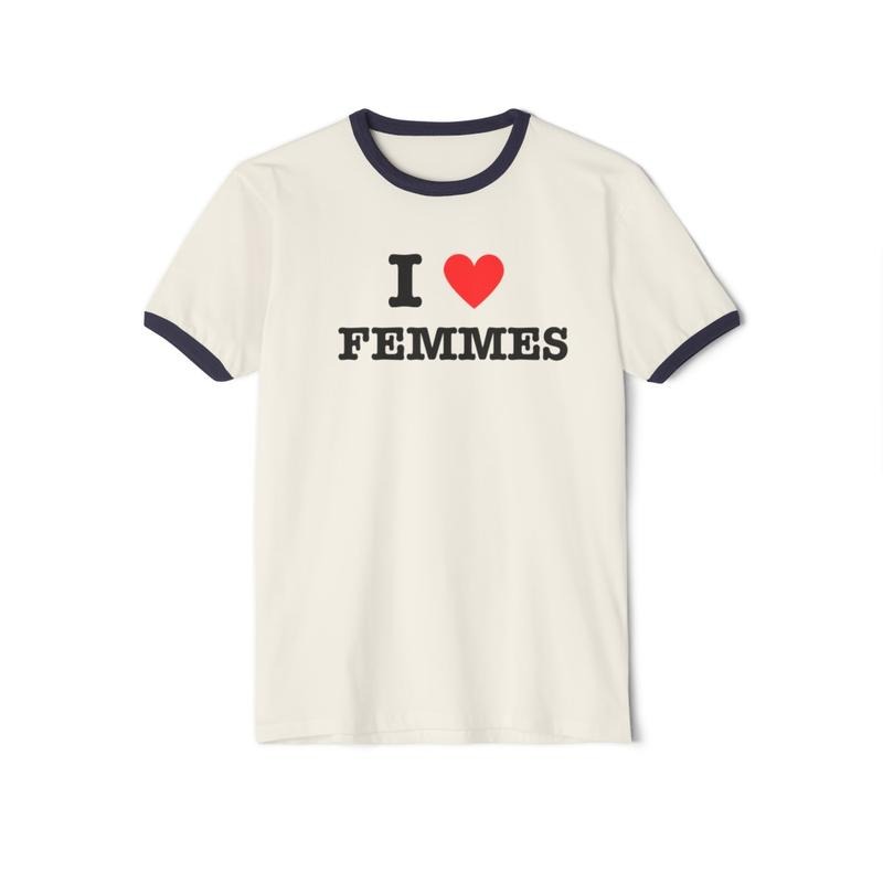 I <3 Femmes Ringer Tee Hoodie, Sweatshirt | DripVista.com