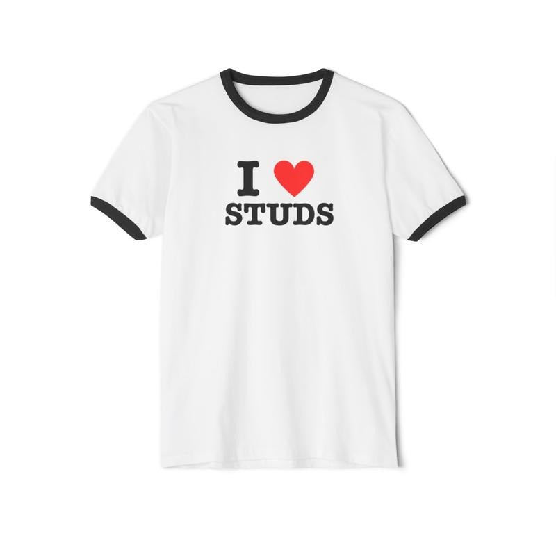 I <3 Studs Ringer Tee Hoodie, Sweatshirt | DripVista.com