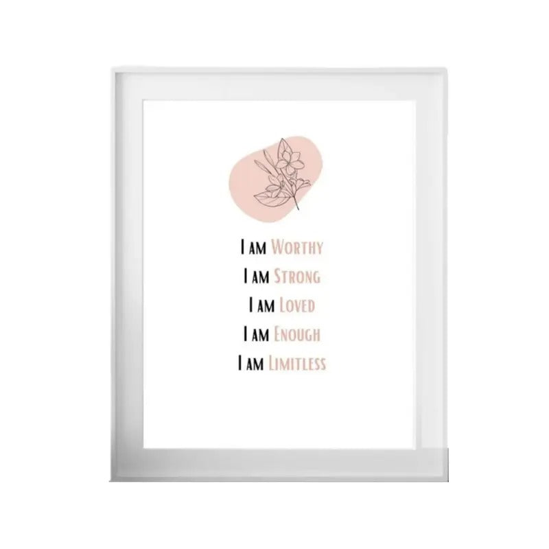 I Am Enough I Am Loved Wall Art, Positive Affirmation Print, I Am Limitless, I Am Strong, Gifts For Women Her Wall Art...