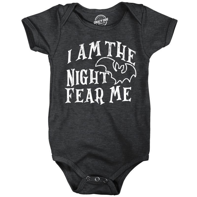 I Am The Night Fear Me Baby Bodysuit Funny Halloween Spooky Bat Jumper For Infants Funny Baby Onesies Halloween Onesie...