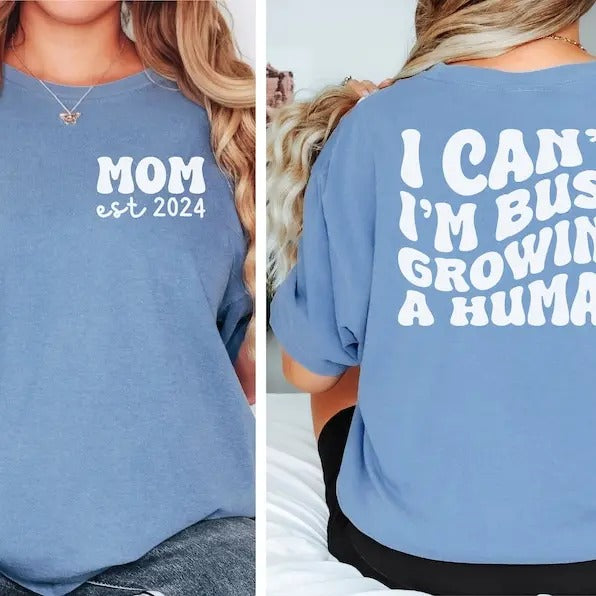 I Can't I'm Busy Growing A Human Shirt, Pregnant Shirt, Funny Pregnancy Announcement Tshirt, Baby Reveal Tee, Maternity Gifts