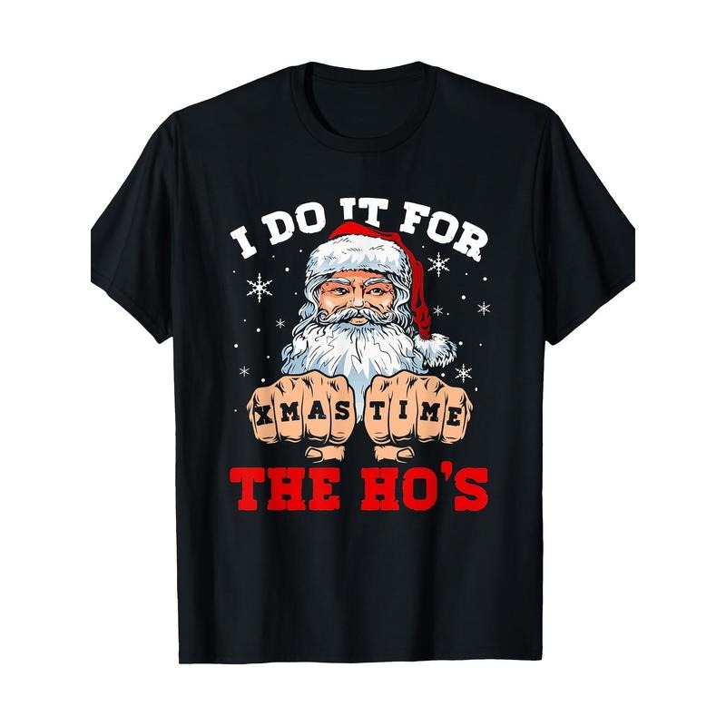 I Do It For The Ho's Fist Bump Santa Christmas Xmas Time T-Shirt-220g made in usa Hoodie, Sweatshirt | DripVista.com