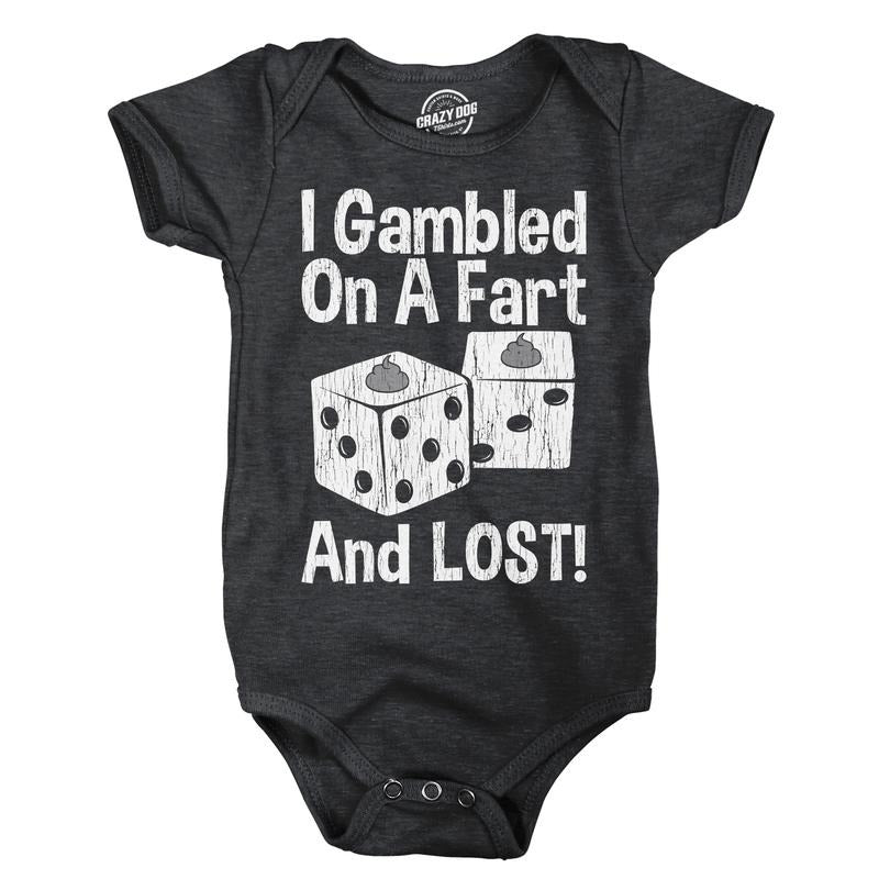 I Gambled On A Fart and Lost Baby Bodysuit Funny Sarcastic Poop Graphic Novelty Jumper for Infants Funny Baby Onesies...