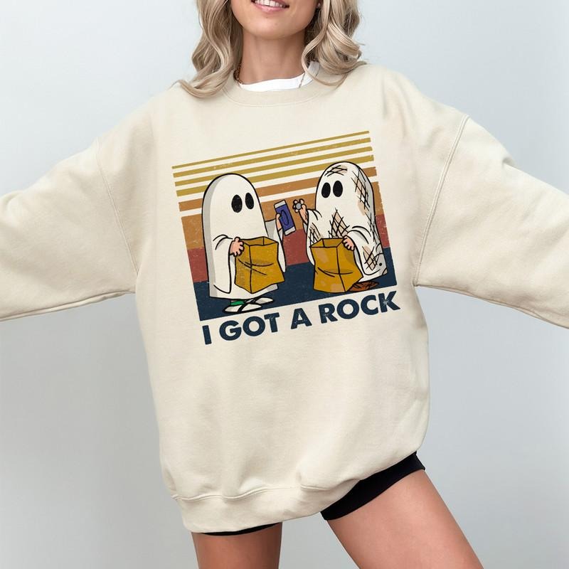 I Got A Rock Sweatshirt, Funny Ghost Sweatshirt, Spooky Season Shirt, Fall Halloween Shirt, Funny Ghost Sweatshirt, Halloween Sweatshirt, Trick Or Treat Halloween Shirt