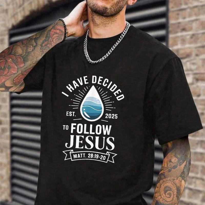 I Have Deciced to Follow Jesus Tee Pure Cotton Casual Style Crew Neck Short Sleeve T-Shirt Tops Trendy for Unisex