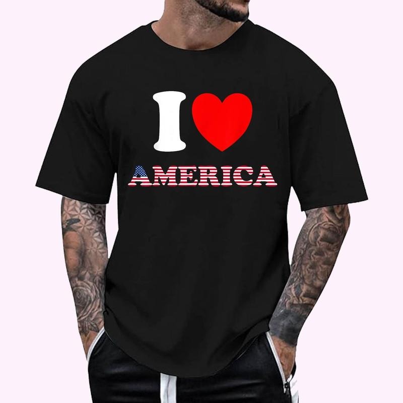 I Heart America, I Love America - Fun United States, US Flag T-Shirt