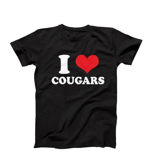 I Heart Cougars t-Shirt, I Love Cougars Shirt, Mens Cougars Shirt, Funny Courgar Shirt, Funny Gift Idea Shirt For Men, I Heart Cougars Tee