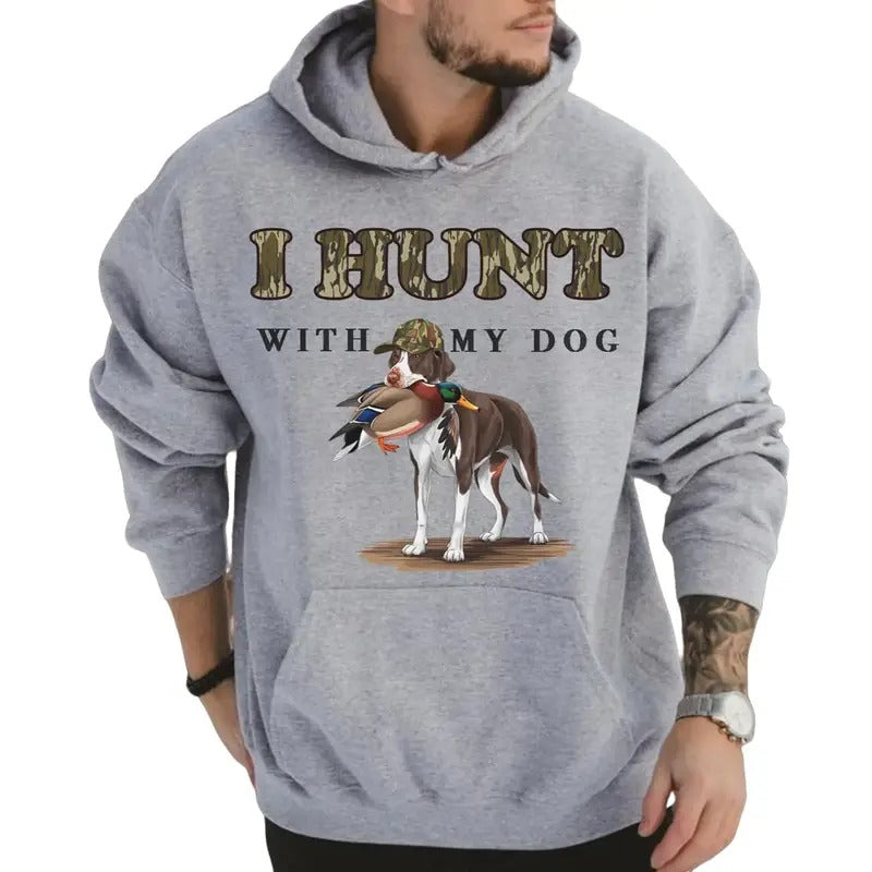 I Hunt with My Bird Dog Unisex Crewneck Sweater, Hunting Camo Bottomland Duck Hunt Shirt Hoodie, Sweatshirt | DripVista.com