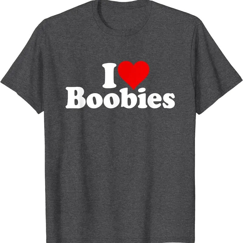 I LOVE HEART BOOBIES T-Shirt | Unisex Cotton Tee, Size S-5XL Hoodie, Sweatshirt | DripVista.com