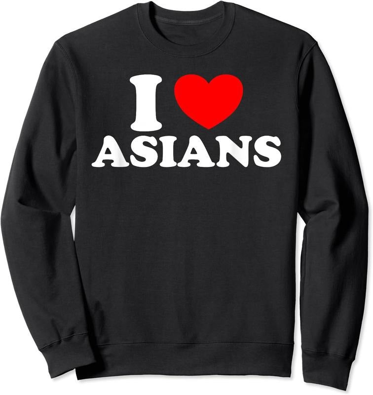 I Love Asians Shirt, I Heart Asians Unisex Crewneck Sweatshirt Hoodie | DripVista.com