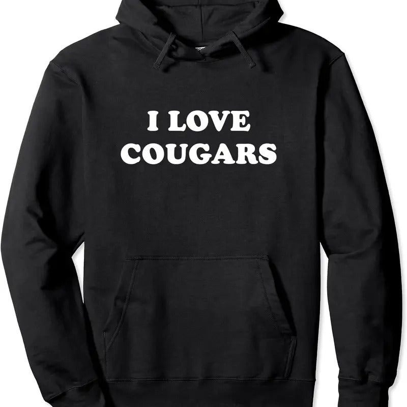 I Love Cougars Funny Pullover Hoodie | Unisex Hooded Sweatshirt T-Shirts | DripVista.com