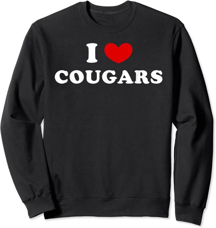 I Love Cougars Shirt, I Heart Cougars Unisex Crewneck Sweatshirt Hoodie | DripVista.com