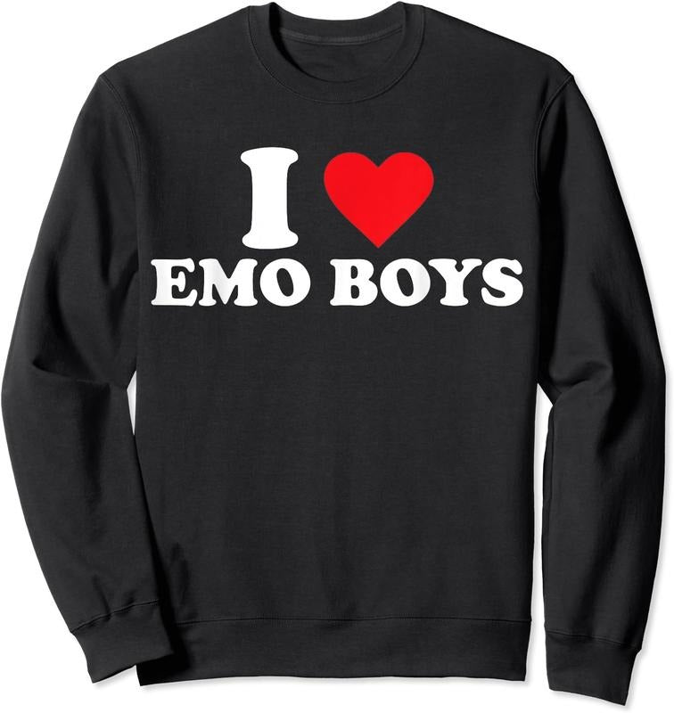 I Love Emo Boys Unisex Crewneck Sweatshirt T-Shirts, Hoodie | DripVista.com
