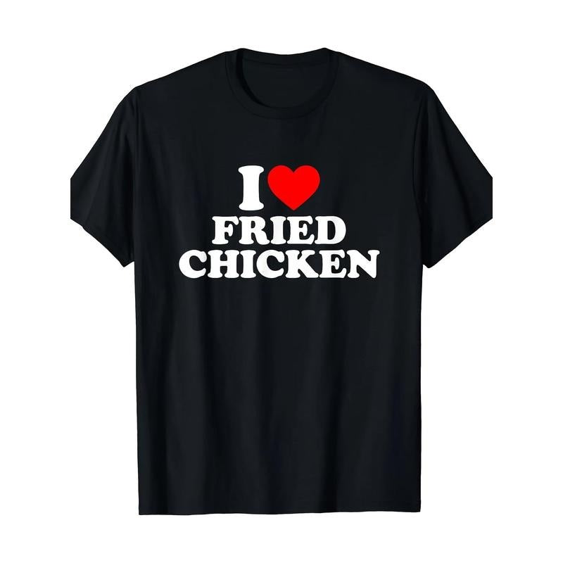I Love Fried Chicken I Heart Fried Chicken Food T-Shirt Graphic T Shirts Men Streetwear Camisetas For Men Round Neck 100%...