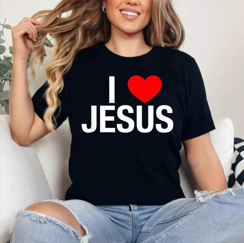 I Love Jesus - I Heart Jesus T Shirt , Cotton 100%, Crewneck, Short Sleeve, Top Womenswear Hoodie, Sweatshirt | DripVista.com