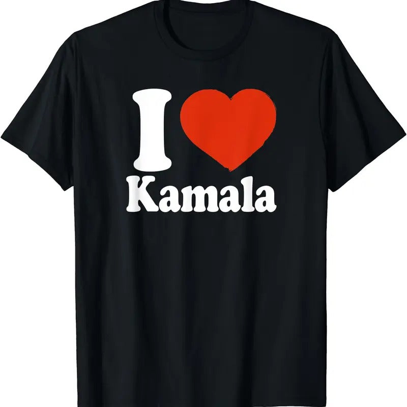 I Love Kamala, I Heart Kamala, Kamala Harris T-Shirt | Unisex Cotton Tee, Size S-5XL Hoodie, Sweatshirt | DripVista.com