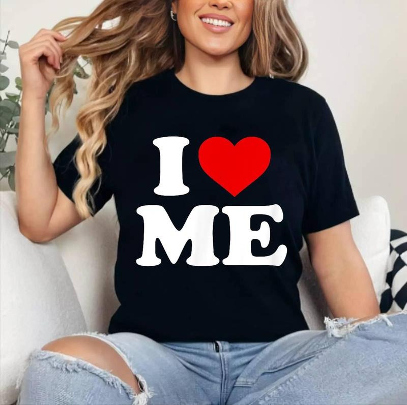 I Love ME - Heart T-Shirt | Cotton 100%, Crewneck, Top Womenswear Hoodie, Sweatshirt | DripVista.com