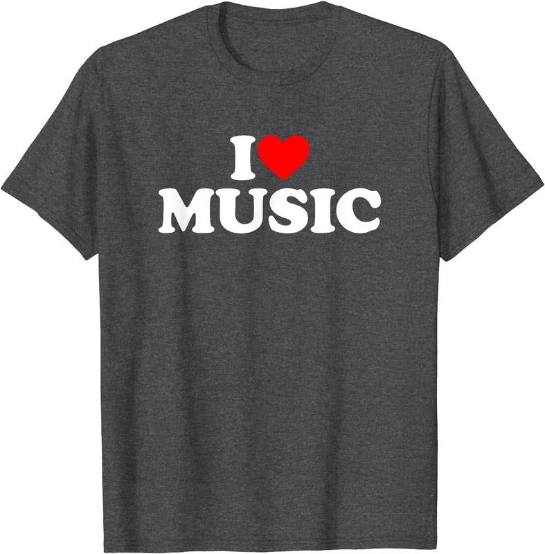 I Love Music T-Shirt | Unisex Cotton Tee, Size S-5XL Hoodie, Sweatshirt | DripVista.com