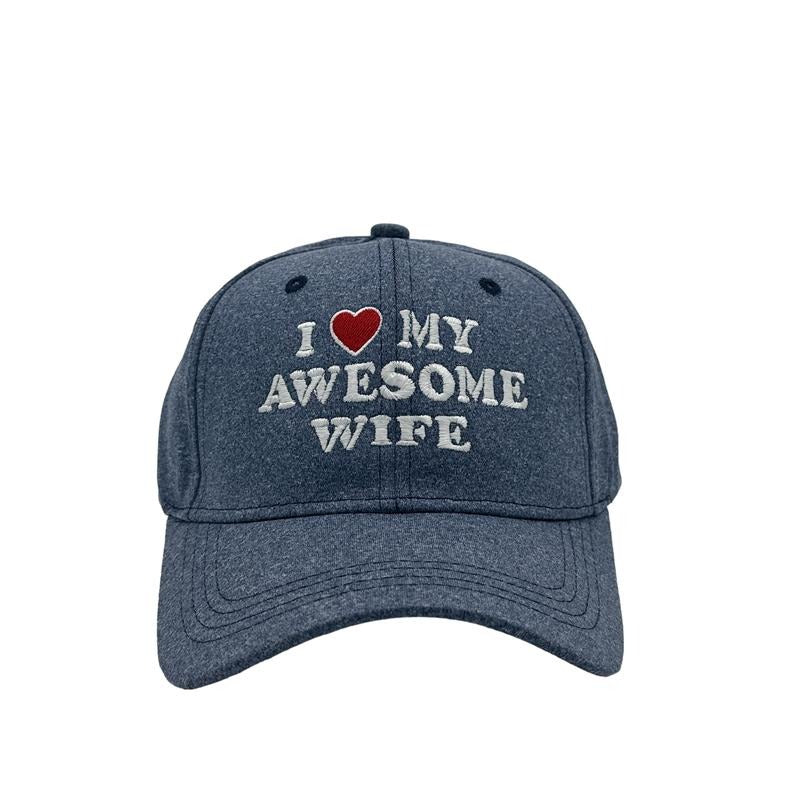 I Love My Awesome Wife Hat Funny Cute Married Valentines Day Cap Funny Hats Love  Novelty Caps for Men Blue - Standard...