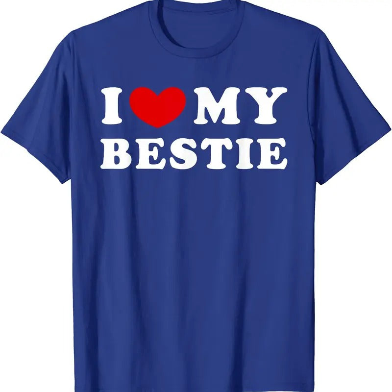 I Love My Bestie Shirt, I Heart My Bestie T-Shirt | Unisex Cotton Tee, Size S-5XL Hoodie, Sweatshirt | DripVista.com