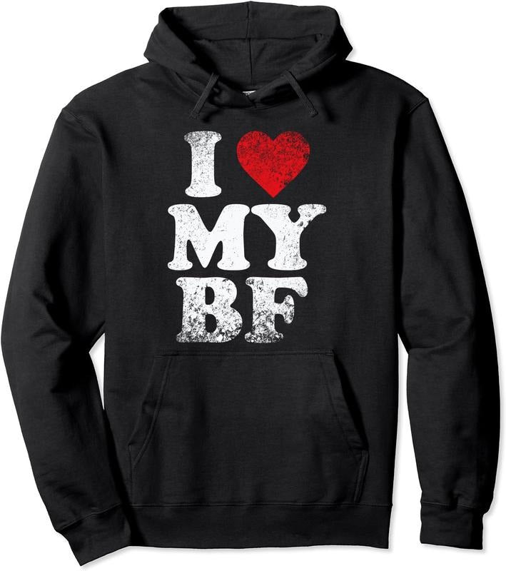 I Love My Boyfriend, I Heart my BF Pullover Hoodie | Unisex Hooded Sweatshirt T-Shirts | DripVista.com